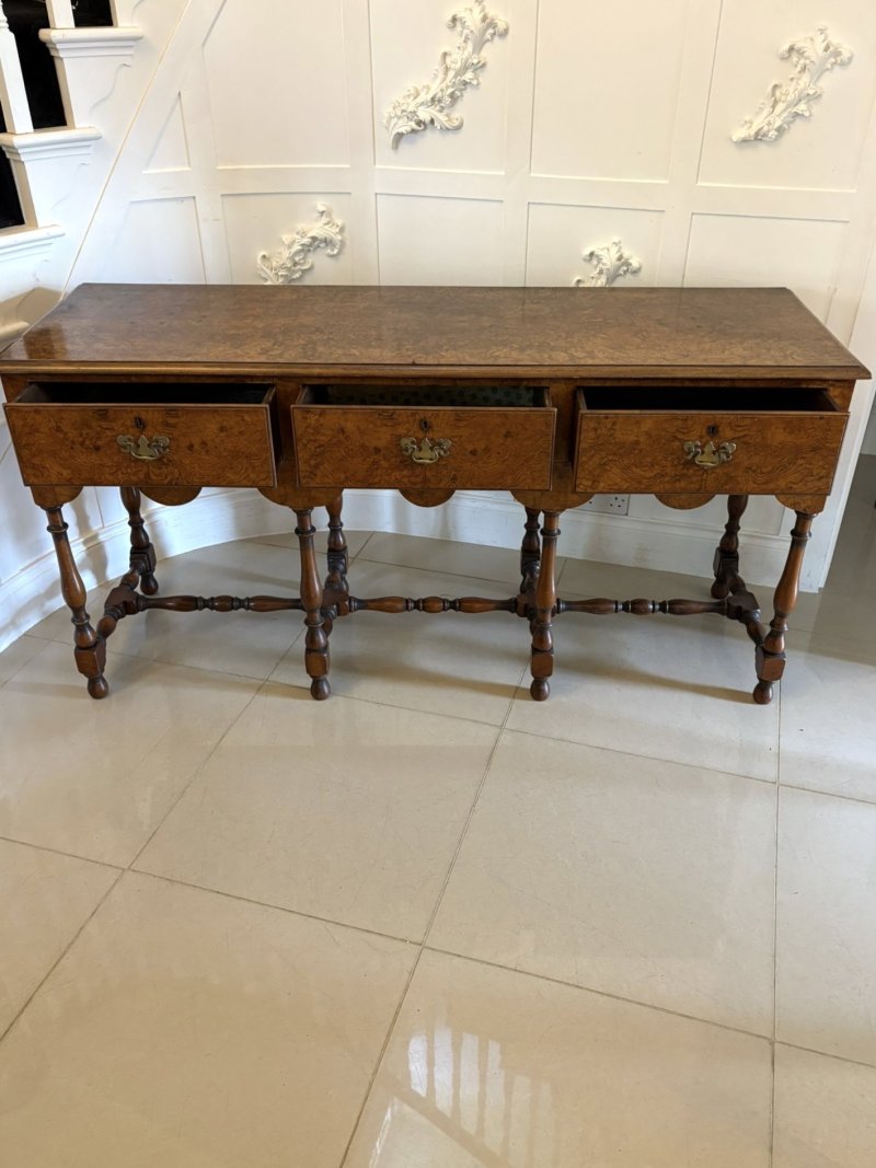 Unusual Antique Edwardian Quality Burr Walnut Dresser Base - Image 7